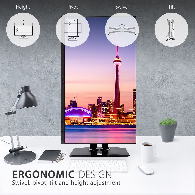 ViewSonic VP2756-4K 27 Inch Premium IPS 4K Ergonomic Monitor with Ultra-Thin Bezels, Color Accuracy, Pantone Validated, HDMI, DisplayPort and USB C, 5 of 11