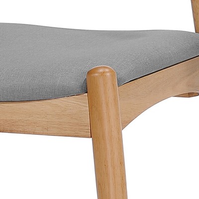 Francie Mid-Century Modern Gray Upholstered Oak Dining Chairs, Set of 2