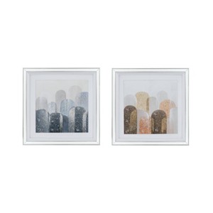 23.5"x23.5" Set of 2 Kaiden Crystal Mirror Framed Wall Arts Blue/Orange - A&B Home: Transitional Style, MDF, Abstract Mixed Media - 1 of 4