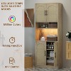71” H Storage Cabinet with Microwave Shelf and LED Light, Doors and Shelf, Hutch Cabinet with Storage for Dining Room, Living Room, Bathroom, Oak - 3 of 4