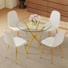 5-Piece Dining Set with Round Tempered Glass Table and 4 Armless Chairs - 2 of 4