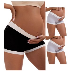 INSPIRE CHIC Women's Low Waist Under the Bump Maternity BoyShorts Pregnancy Seamless Ladies Panties 3 Packs - 1 of 4