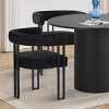 41.5" Dining Set for 4,Pedestal Round Dining Table with 4 Upholstered Chenille Dining Chair with Arm for Dining Room,Farmhouse-Tanpinhause - 3 of 4