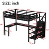 Full Size Metal Loft Bed with L-shaped Desk, Wardrobe and Adjustable Shelf - 3 of 4