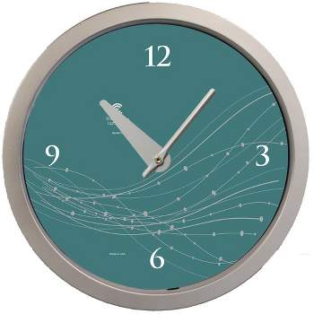 14.5" Vines and Dots Contemporary Body Quartz Movement Decorative Wall Clock Silver/Teal - The Chicago Lighthouse
