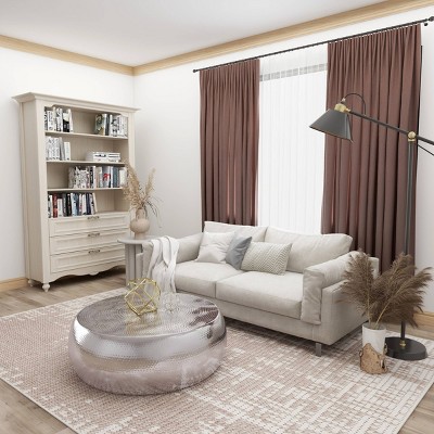 Elegant Hammered Silver Aluminum Round Coffee Table - 49"