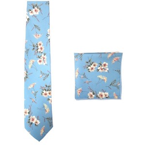 Men's Floral Cotton 3.35 Inch Wide And 58 Inch Long Neckties And Hankies - 1 of 3