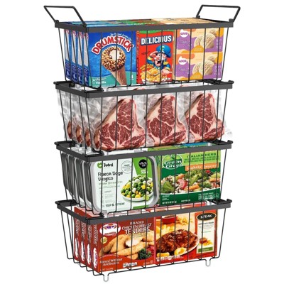LunaLulinlk Freezer Organizer Bins, 4 Pack Stackable Chest Freezer Organizer for 5-7 Cu.ft Deep Chest Freezer Organization