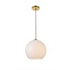 Elegant Lighting Baxter 1 Light Brass Pendant With Frosted White Glass - 3 of 4