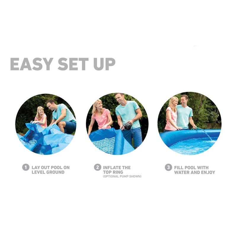 Intex  Easy Set Inflatable Puncture Resistant Above Ground Portable Outdoor Swimming Pool for Kids and Adults, Blue, 6 of 8