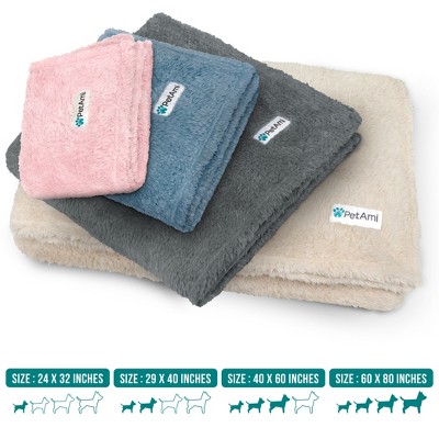 PetAmi Beige Medium Waterproof Faux Shearling Dog Blanket