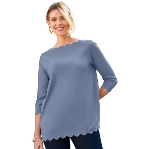 Jessica London Scallop Boatneck Tunic - 1 of 4