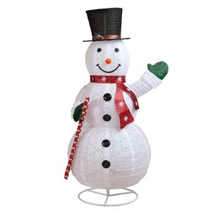 Christmas Decoration Lighted Snowman with Candy Cane – 5.7FT Pre-lit Pull-Up Design with 210 White LEDs, Perfect for Outdoor/Indoor Christmas Gift - 1 of 4