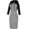 Women's 3/4 Sleeve Hoodie Dress Casual Stripe Pocket Knee Length Slim Pullover Dress - 4 of 4