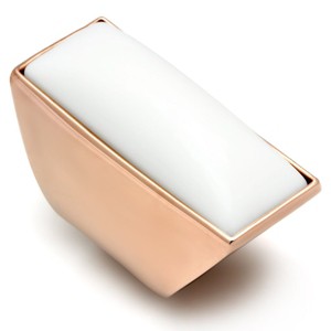 Slickblue Women's Rose Gold IP Plated Brass Ring with White Synthetic Stone - Elegant Solitaire Design, Size 5-7 - 1 of 4