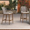 PURPLE LEAF 2 Pieces Bar Stools Patio Modern Rattan Barstools Aluminum Woven Tall Bar Chairs with Cushions for Outdoor Kitchen Island Garden - 2 of 4