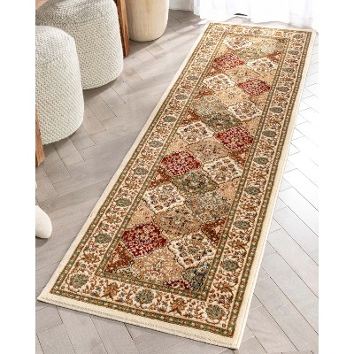 Barclay Red and Beige Synthetic Oriental Runner Rug