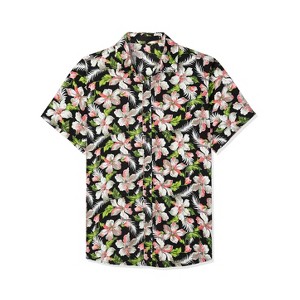 Lars Amadeus Men's Summer Floral Print Short Sleeve Button Down Beach Hawaiian Casual Shirt - 1 of 4