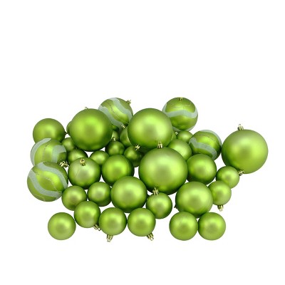 Northlight 39ct Kiwi Green Shatterproof 2-Finish Christmas Ball Ornaments 4" (100mm)