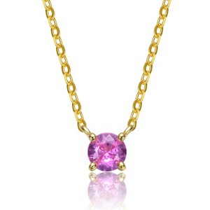 Guili Sterling Silver Necklace with 14K Gold Plating and Birthstone Solitaire – Available in Stunning Gemstone Colors for Personalization - 1 of 3