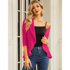 Womens Casual Blazer 3/4 Sleeve Open Front Ruffle Work Office Cardigan Suit Jacket Rosy XL - 3 of 4