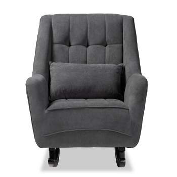 Elisa Fabric Upholstered and Wood Rocking Chair Gray/Dark Brown - Baxton Studio