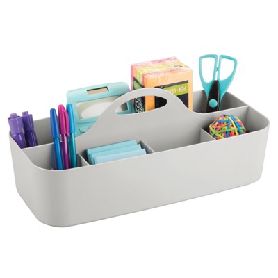 mDesign Large Office Storage Organizer Utility Tote Caddy Holder with Handle