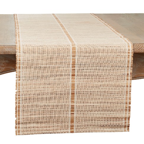 Saro Lifestyle Runner with Stripe Water Hyacinth Design, 16"x72", Beige - image 1 of 3