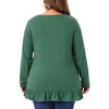 Agnes Orinda Women's Plus Size Ruffled Hem Crew Neck Long Sleeve Flowy Casual Tunic Tops with Pockets - 4 of 4