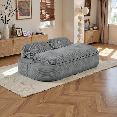 2-in-1 Corduroy Convertible Modular Sofa Bed with Memory Foam Mattress Saving Sleeper Sofa Bed for Living Room,Bedroom-The Pop Home