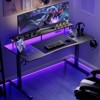 GTRACING 55 Inch Gaming Desk with LED Lights & Power Outlet, Computer Gamer Desk with Monitor Stand, Headphone Hook & Mouse Pad - 2 of 4