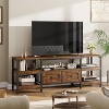 Industrial TV Stand with 2 Drawers, Entertainment Center, Rustic Media Console with Storage Shelves, Open Design & Metal Frame - 2 of 4