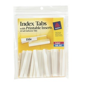 Avery Self-Adhesive Tabs with Printable Inserts 2" Clear 25/Pack (16241) 113373 - 1 of 4