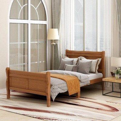 Streamdale Wood Platform Bed Twin Bed Frame Mattress Foundation Sleigh Bed With Headboard/Footboard/Wood