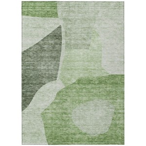 Olive Green And Fern Green Abstract Washable Indoor Outdoor Area Rug - 1 of 4