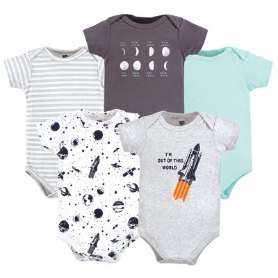 Image of Hudson Baby Unisex Baby Cotton Bodysuits, Outer Space, 9-12 Months