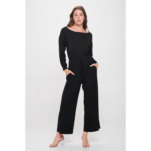 West K Women s Jane Long Sleeve Boat Neck Jumpsuit Xlarge Black Target