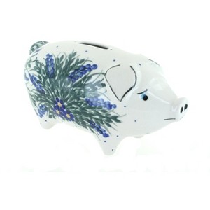 Blue Rose Polish Pottery 75A WR Unikat Piggy Bank - 1 of 1