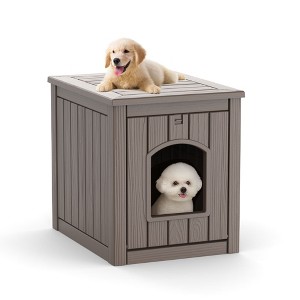 CAVINAS Pet House with Comfortable Place for Small Pet,Rectangular Pet Crate for Indoor and Outdoor,Litter Box Furniture,Light Brown - 1 of 4