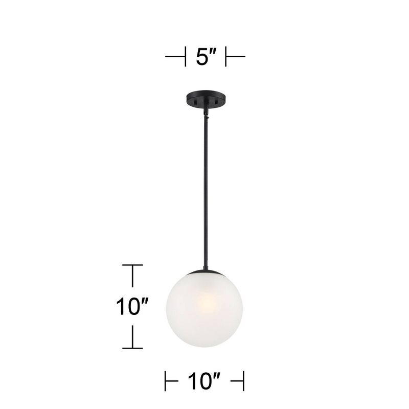 360 Lighting Ciana Black Mini Pendant 10" Wide Modern Orb Frosted Globe Glass Shade for Dining Room House Foyer Kitchen Island Entryway Bedroom Home, 4 of 8