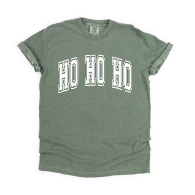 Simply Sage Market Women's Ho Ho Ho Varsity Thick Outline Short Sleeve Garment Dyed Tee
