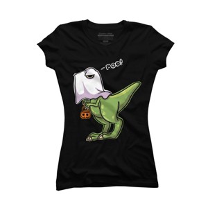 Junior's Design By Humans Halloween Ghost Dinosaur By whynot007 T-Shirt - 1 of 3