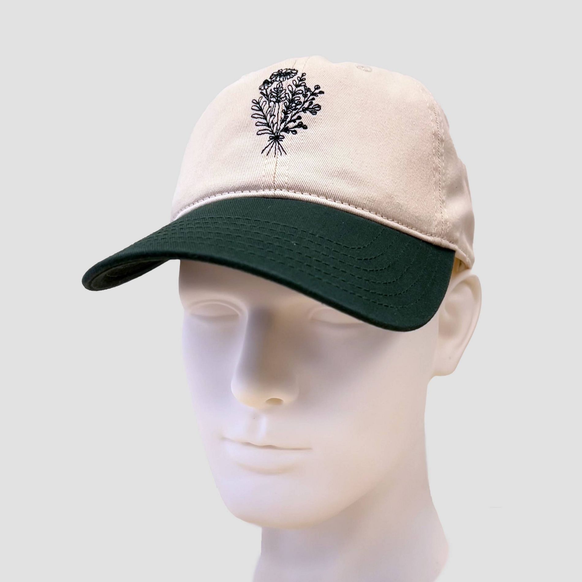 Mighty Fine Flower Graphic Two-toned Baseball Hat - Cream