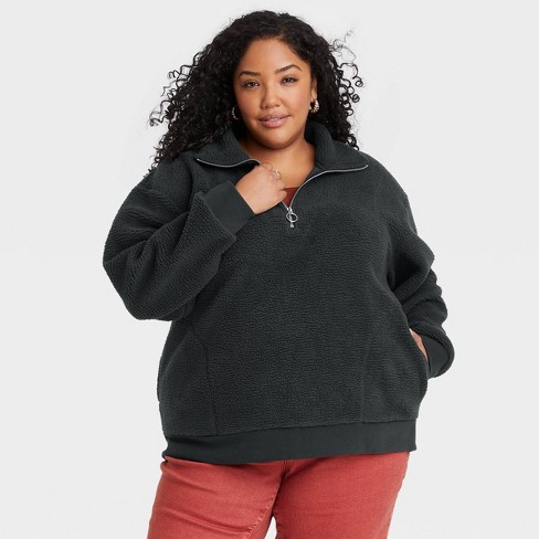 Gå rundt gør ikke forstene Women's Plus Size Sherpa Quarter Zip Pullover Sweatshirt - Ava & Viv™ :  Target