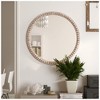 COZAYH Distressed Wood Frame Round Accent Mirror Farmhouse Wall Decor, 30 Inch - 3 of 4
