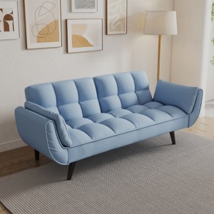 57" Blue Sofa Soft Two Armrests Throw Pillow Pillow Comfortable Fit Apartment Bedroom Small Space - 1 of 4