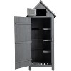 Solid Wood Outdoor Storage Cabinet - Gray, Weather-Resistant, for Garden/Patio/Backyard - 2 of 4