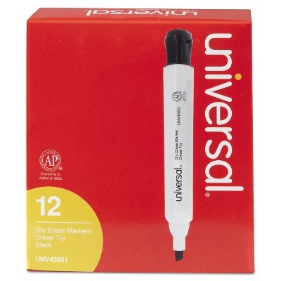 UNIVERSAL Dry Erase Marker Chisel Tip Black Dozen 43651