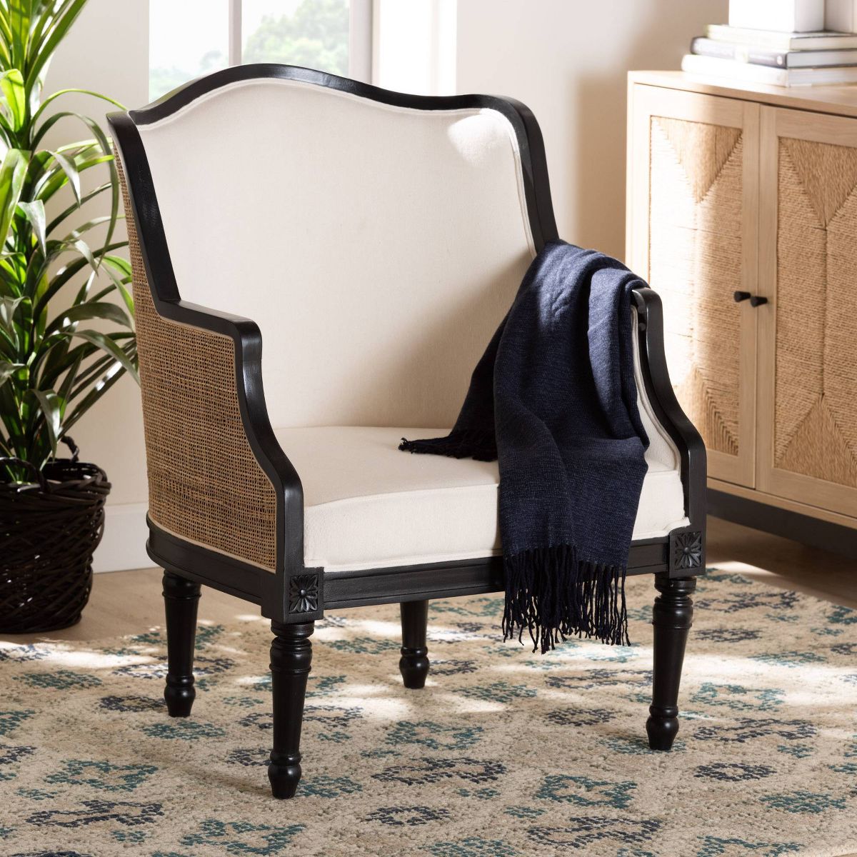 bali & pari Elizette Fabric and Wood Accent Chair - thumbnail 3