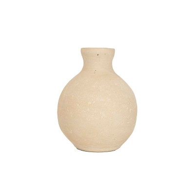 5.25" Turner Small Round Decorative Cream Paper Mache Bud Vase